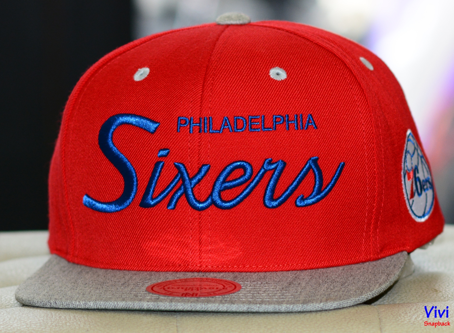 Phila 76ers Mitchell & Ness NBA Snapback Hat 3D Logo Sixers Gray Cap NWT