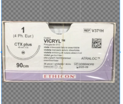 Chỉ phẫu thuật Vicryl 1 Một kim tròn CTX Plus 48mm 1 2c 90cm V371H