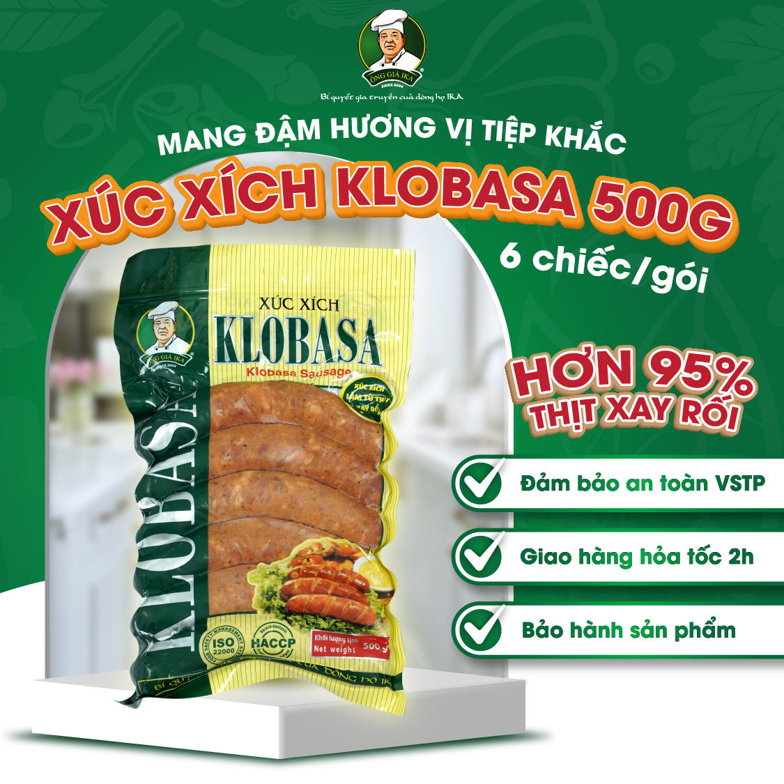 [ Chỉ giao HCM & Hà Nội] Xúc xích Klobasa 500g Ông già Ika