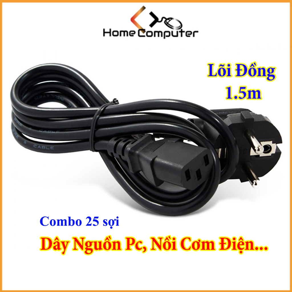 Combo 25 sợi dây nguồn pc, máy in, nồi cơm điện dài 1.5m... giá rẻ
