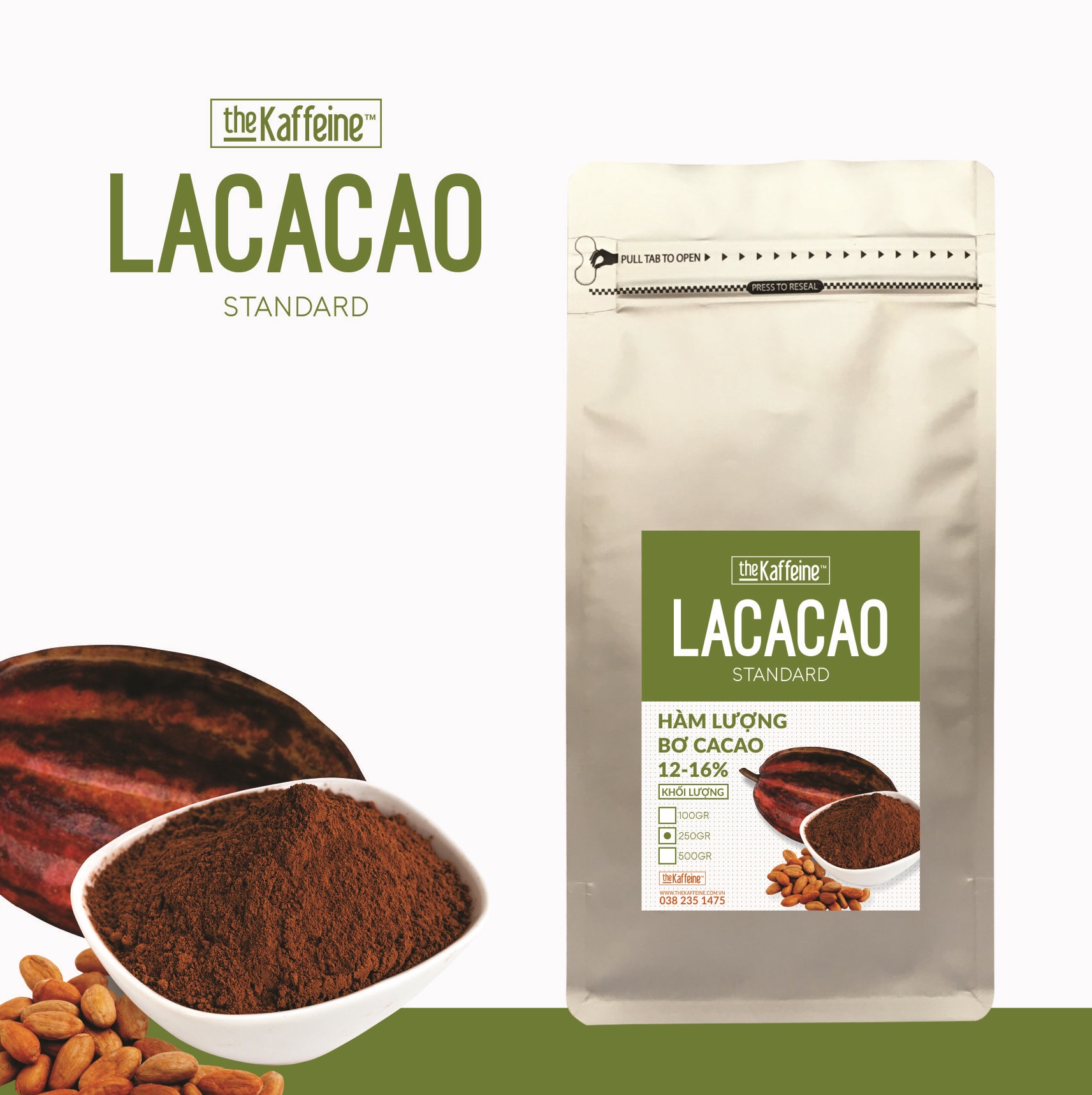 Bột cacao nguyên chất Lacacao Standard từ hạt ca cao đạt chất lượng UTZ
