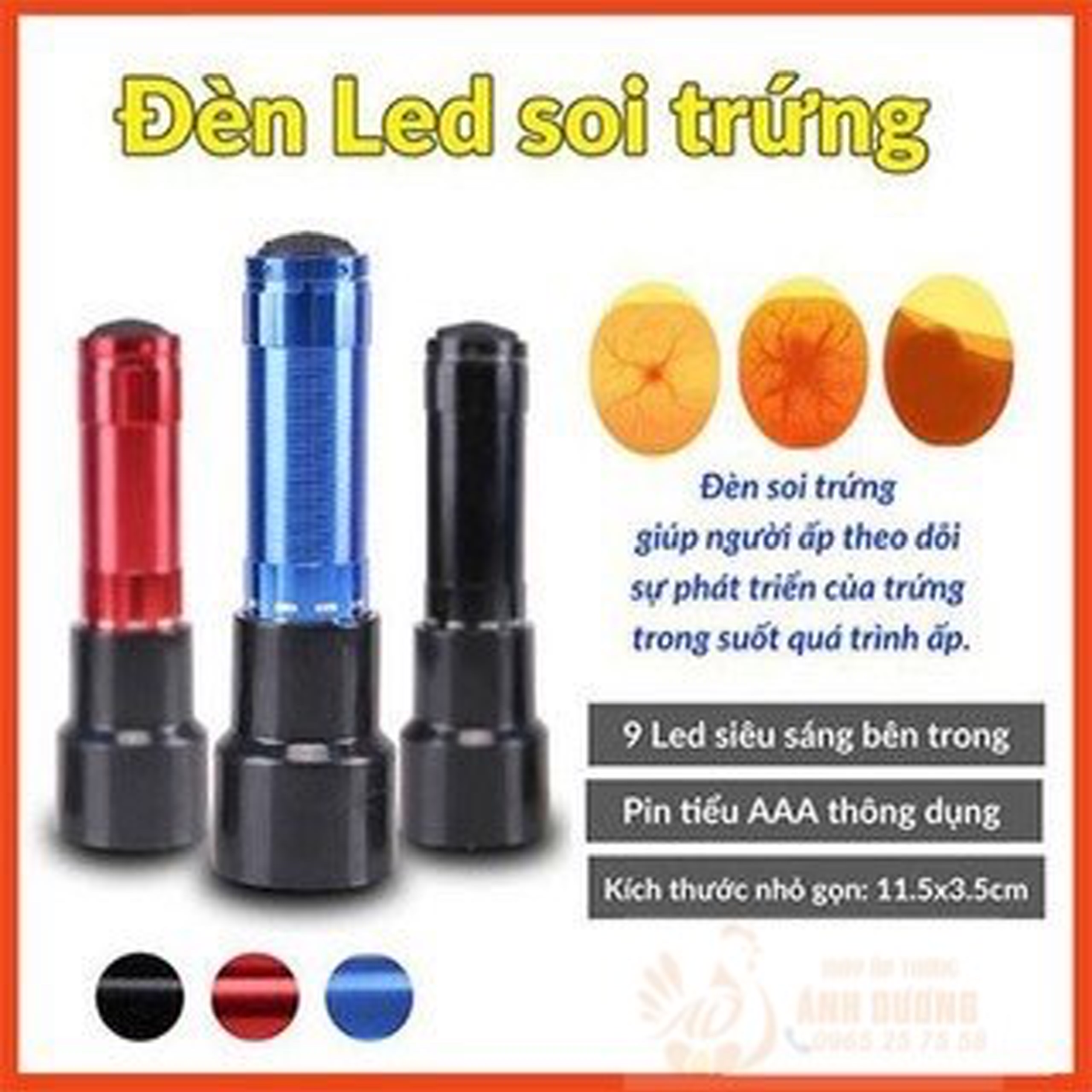 Đèn pin soi trứng cao cấp 9 bóng Led