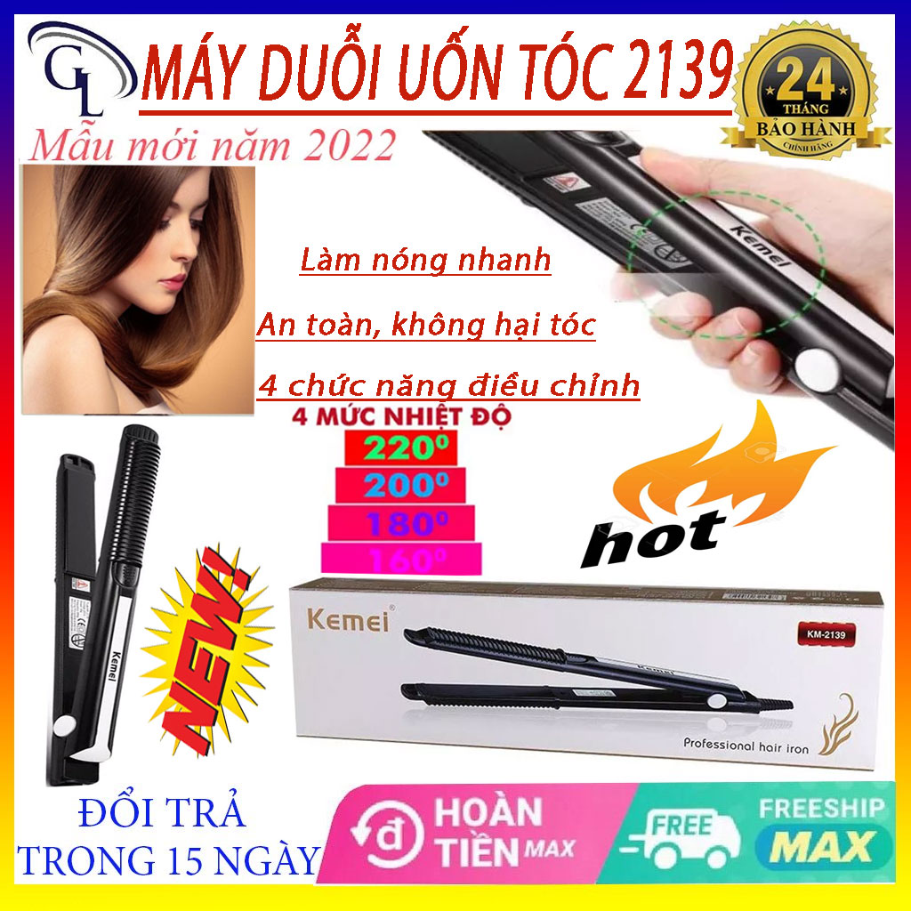 Máy ép tóc, máy làm tóc, máy là duỗi thẳng tóc 5 mức nhiệt km 2139 - dụng cụ tạo kiểu làm đẹp là thẳng tóc