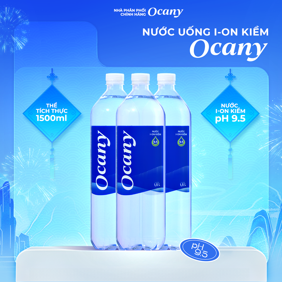 Nước uống ion kiềm alkaline Ocany chai 1,5l