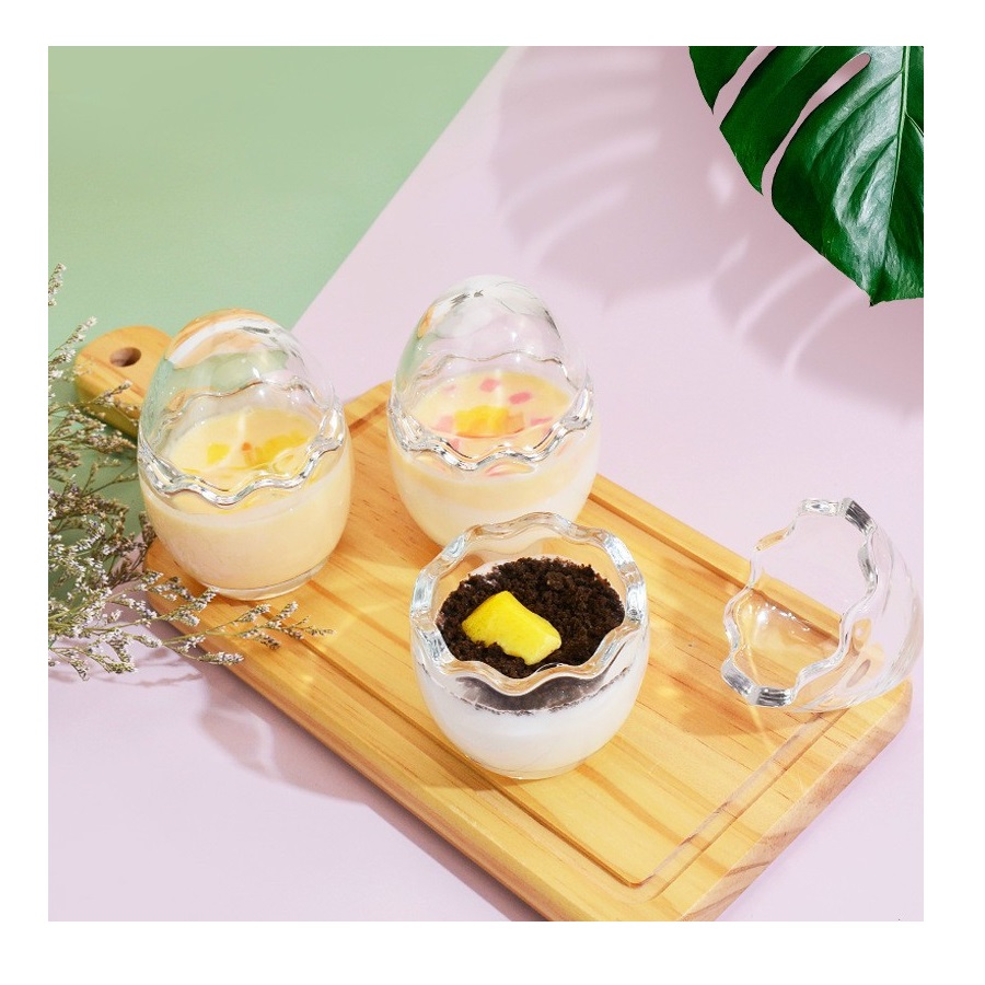 Hũ thủy tinh hình trứng 60ml làm pudding, sữa chua, flan