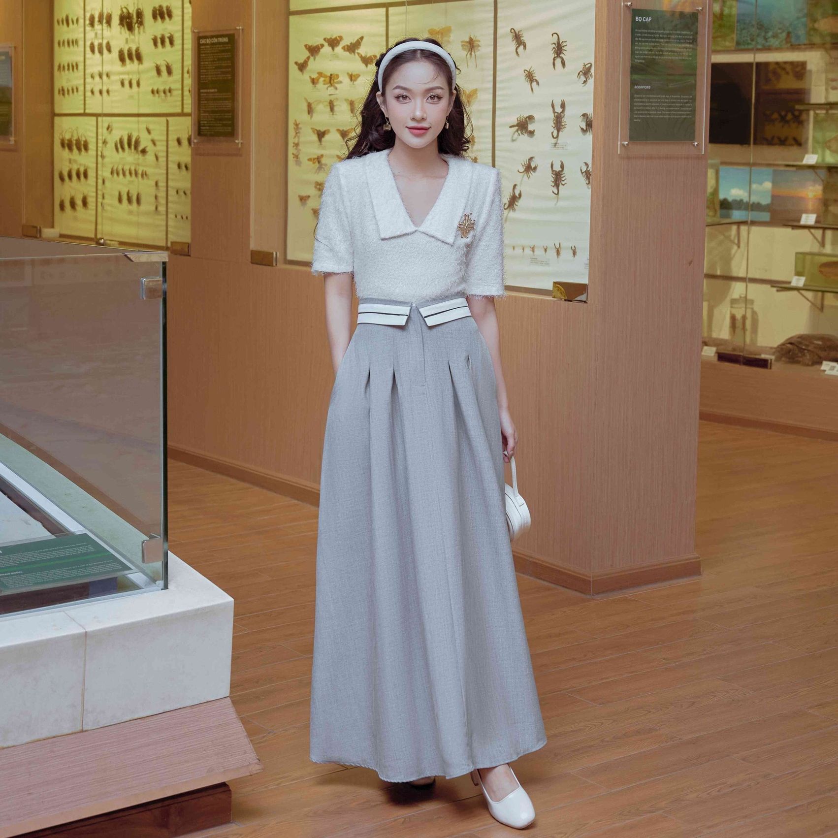 Talia Skirt - Chân Váy Dáng Xòe Dài Cạp Tháo Rời Đen & Xám Tiểu Thư, Thanh Lịch Đi Học, Đi Làm, Đi Chơi