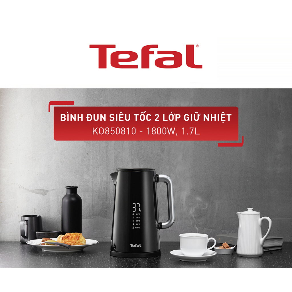 Bình đun siêu tốc tefal smart & light ko850810 - 1800w, 1.7l