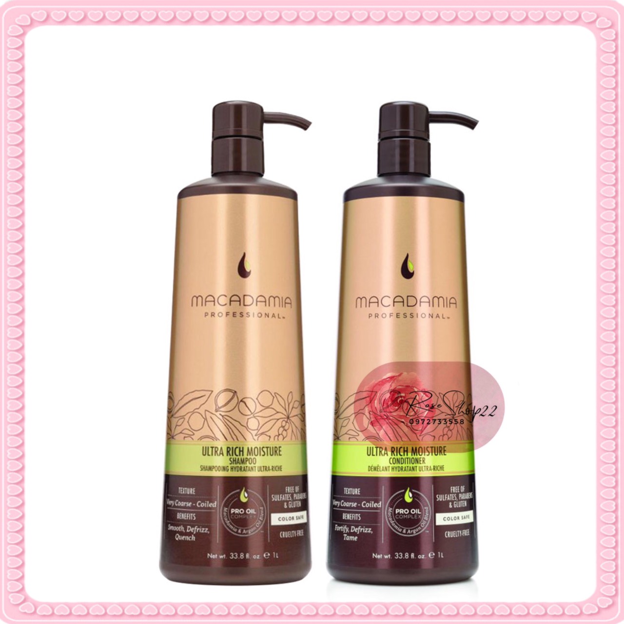 Cặp dầu gội/xả Macadamia siêu dưỡng ẩm trẻ hóa tóc 1000ml (1 gội + 1 xả)