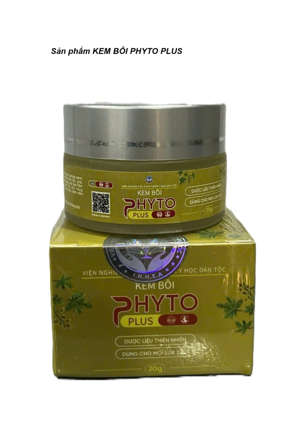 Kem bôi phyto plus, Viện Nghiên Cứu Y Học Dân Tộc, Hỗ trợ viêm da, Lọ 20g, chiết xuất từ dược liệu, 