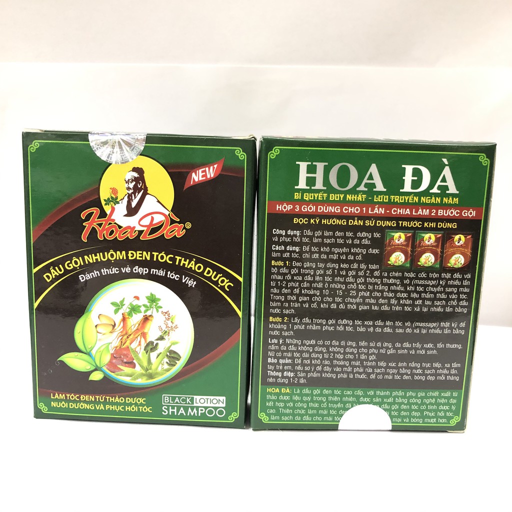 Dầu gội thảo dược đen tóc hoa đà