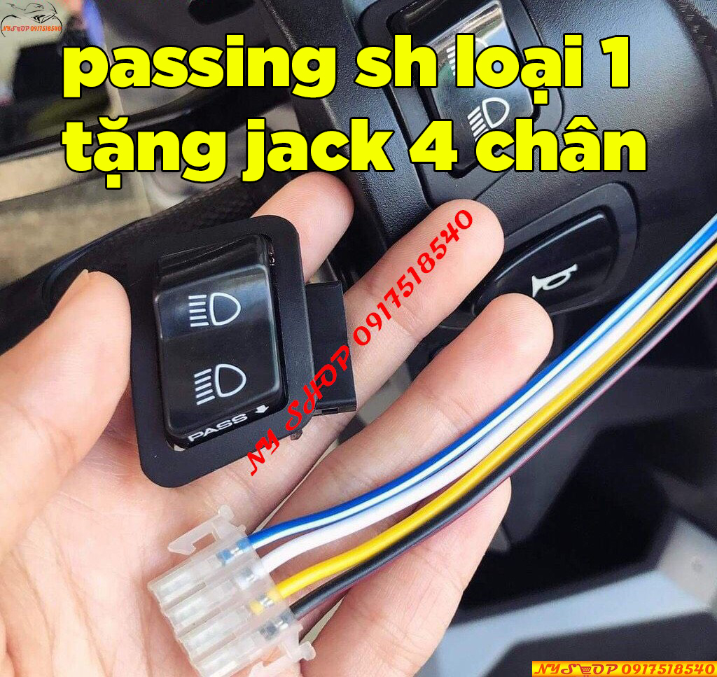 CÔNG TẮC PASSING SH TẶNG KÈM JACK CẮM gắn Future 125; PCX; SH mode; Lead 125; Air Blade 2011, wave trở về sau.