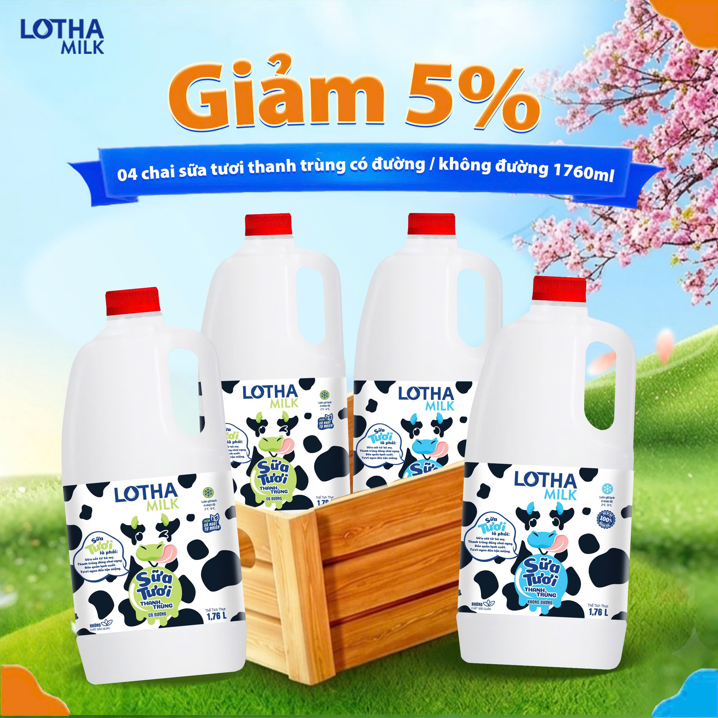 Lothamilk Sterilized Fresh Milk 1760ml Bottle