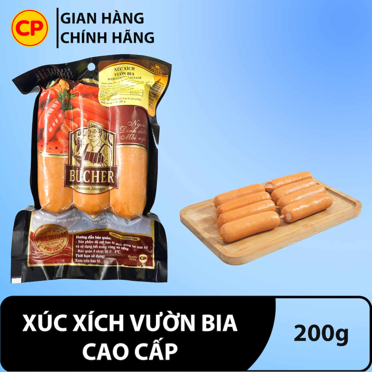 Xúc xích vườn bia 200g - xúc xích tươi cp