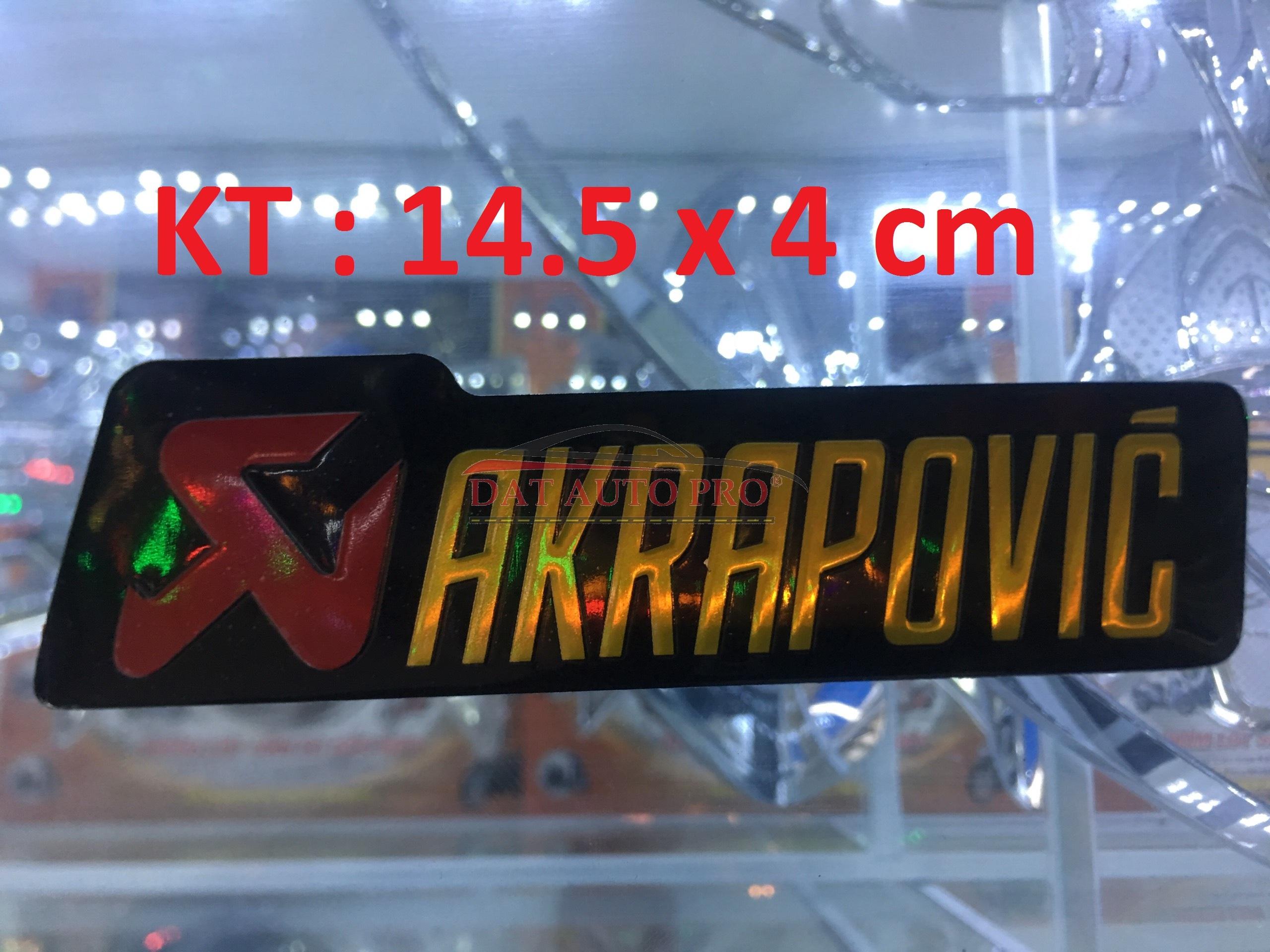 Tem nhôm dán Pô xe  Akrapovic 14.5x4 hình chữ nhật lớn