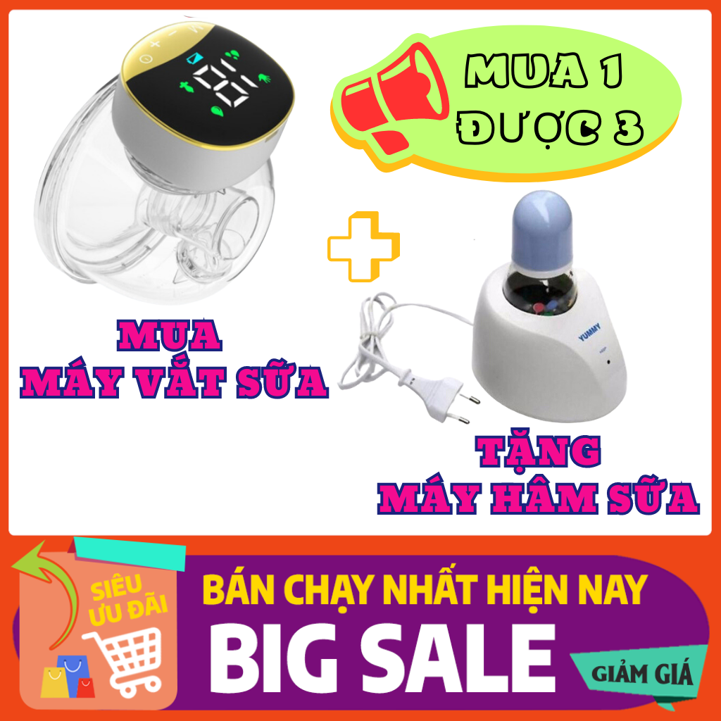 Máy hút sữa không dây vắt sữa rảnh tay mọi lúc mọi nơi pin sạc tiện lợi 12 Cấp Độ Kích Sữa Massage,Không Đau Rát,Vắt Sữa Kiệt-Tặng máy hâm sữa+bình sữa