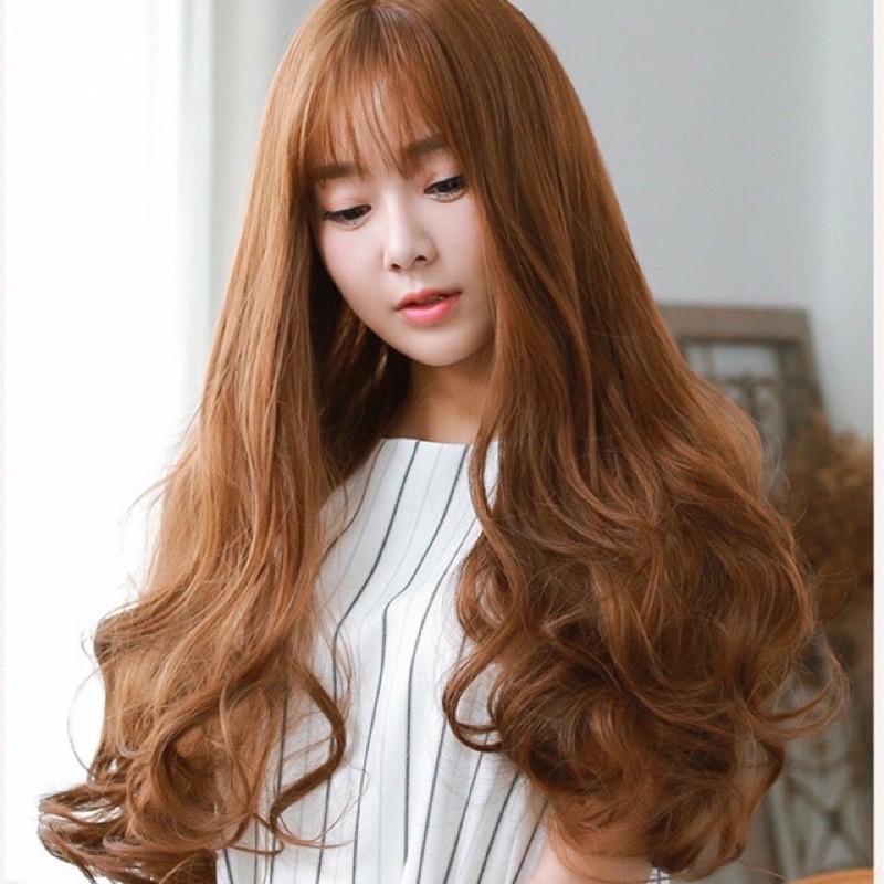Tóc giả nguyên đầu xoăn dài