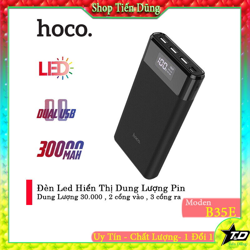 Pin sạc dự phòng 30000mah hoco b35e - sạc dự phòng hoco b35e có đèn led hiển thị phần trăm pin