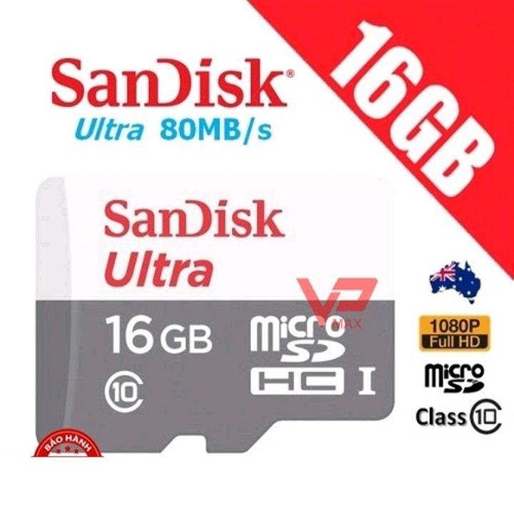 SanDisk Thẻ Micro SD 64GB Class 10 32GB Thẻ Nhớ MicroSD 80 MB/giây 16 GB-Ưu Đãi Cực Khủng-Tặng KÈm Đầu Đọc Thẻ Nhớ