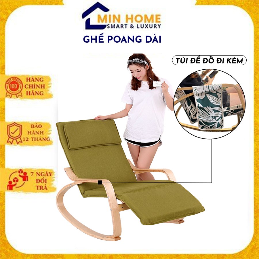 Ghế đọc sách, ghế poang dài thư giãn bập bênh có gác chân thông minh