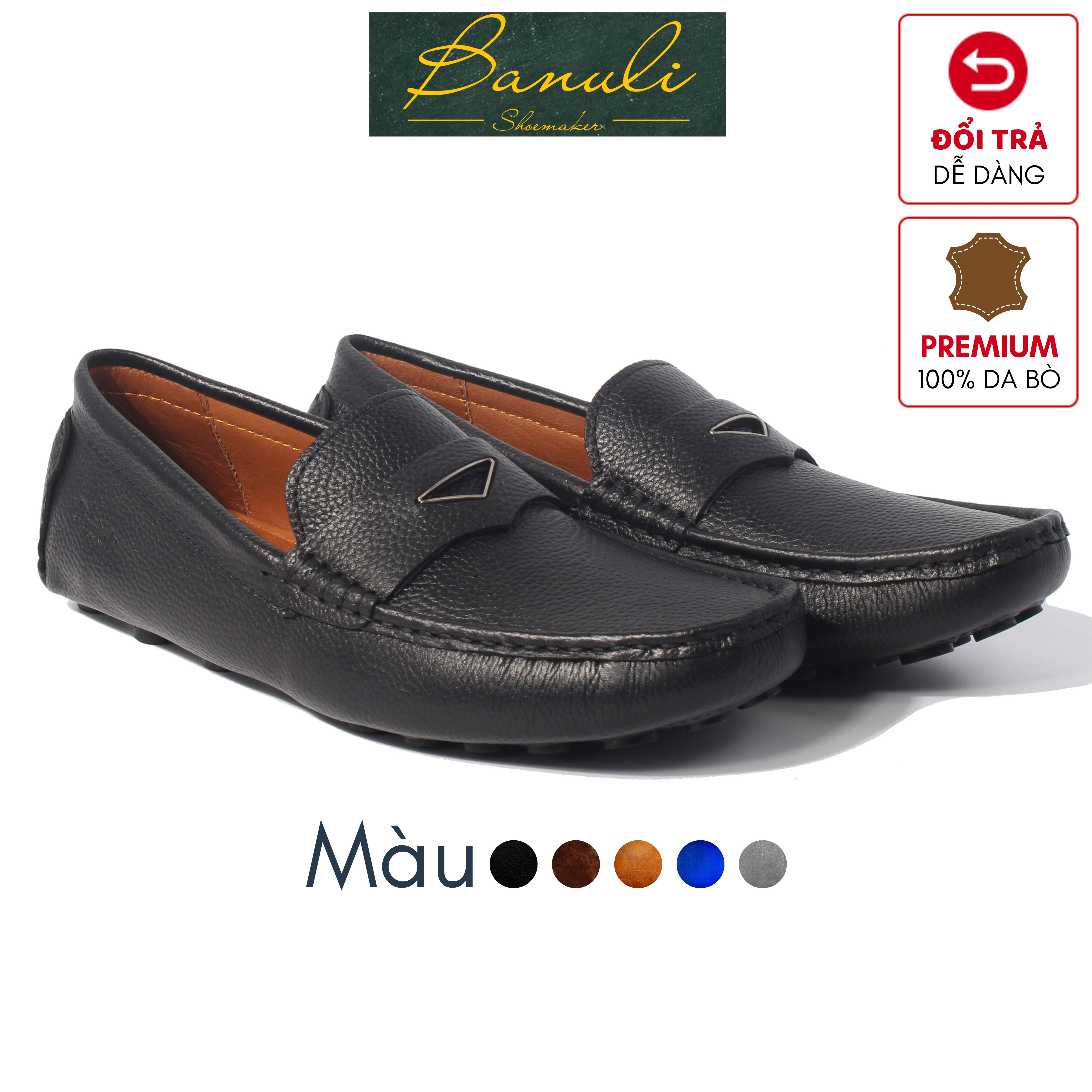 Giày Lười Banuli Nam Da K1ML1T0 - Kiểu Slip-Ons (Moccasins construction)