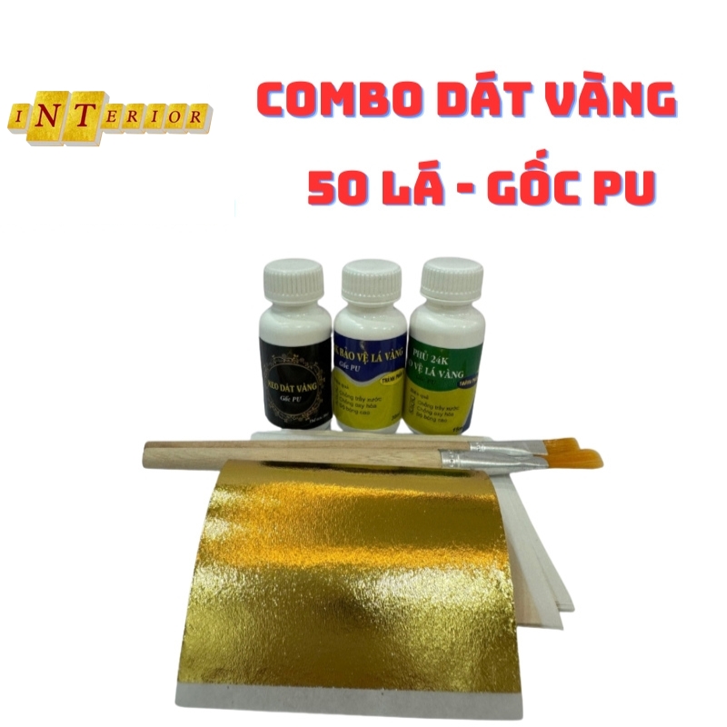 Combo 50 lá dát vàng gốc PU trải nghiệm dùng cho gỗ, kim loại, nhựa, đá, thủy tinh, gốm sứ siêu rẻ và tiện lợi