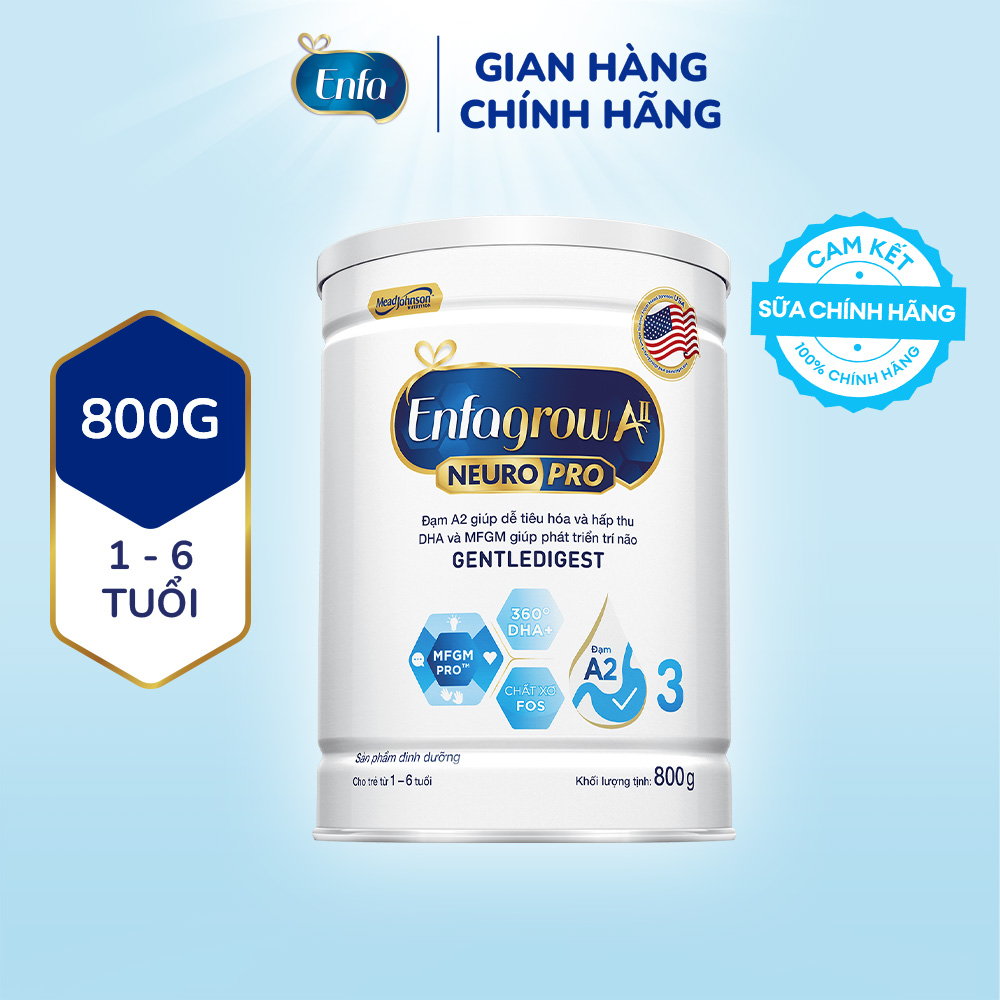 Sữa bột Enfagrow A2 Neuropro 3 cho trẻ từ 1-6tuổi – 800g