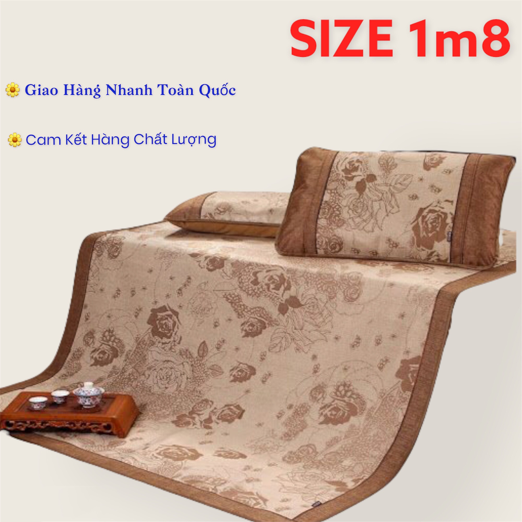 [HCM][SIZE CỠ LỚN 1m8] Chiếu lụa điều hòa cao cấp chiếu ngủ văn phòng chất liệu lụa hoa thoáng mát an toàn cho da chiếu ngủ mùa hè.