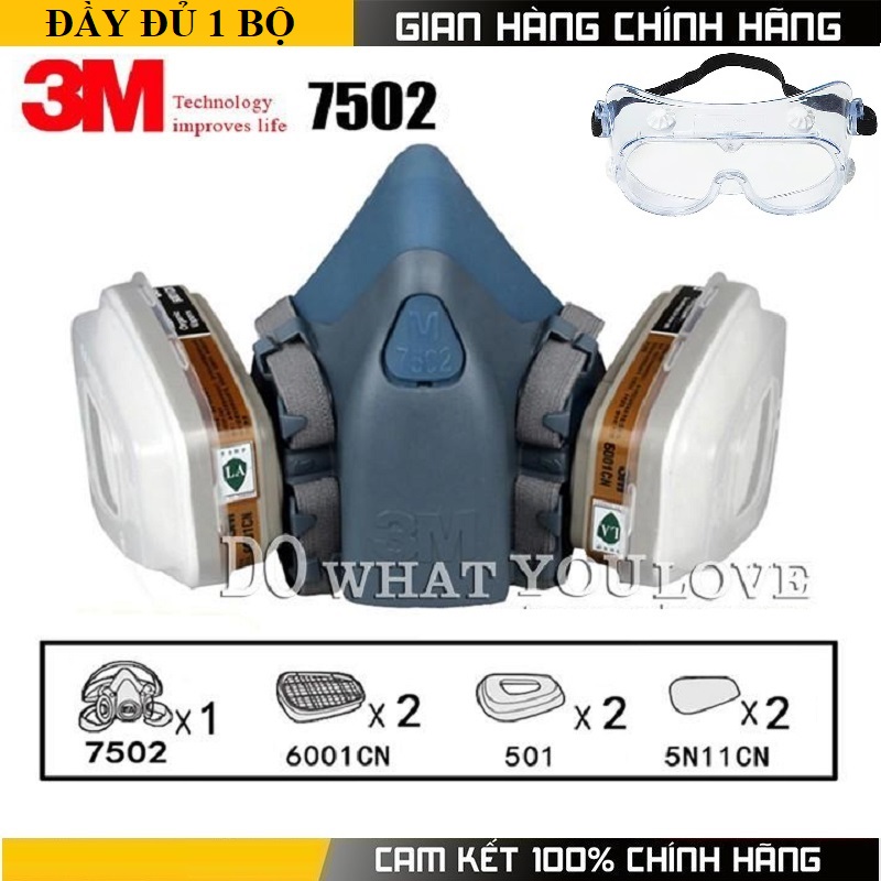 Trọn bộ mặt nạ phòng độc 3m7502