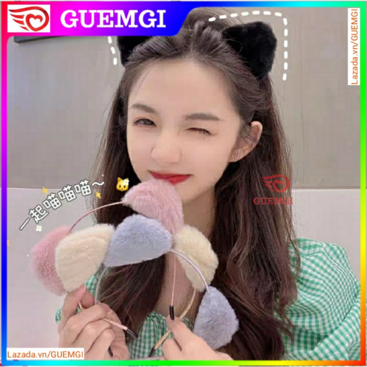 Cài tóc tai mèo, băng đô tai mèo nhiều màu, cài đầu tai mèo cute, cài tóc nữ, bờm tóc, bờm lông tai mèo, bờm tóc, băng đô cài tóc hình tai mèo, cosplay, băng đô cài tóc gắn tai mèo, băng đô Hàn Quốc, phụ kiện tóc - GUEMGI