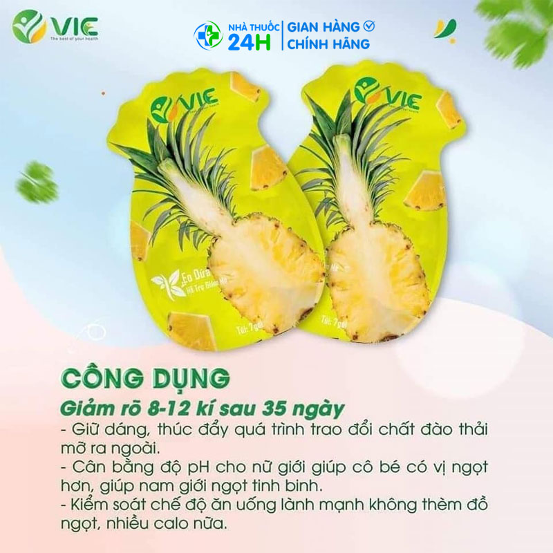 Kẹo dứa giảm cân túi 7 viên - giảm cân an toàn hiêu quả