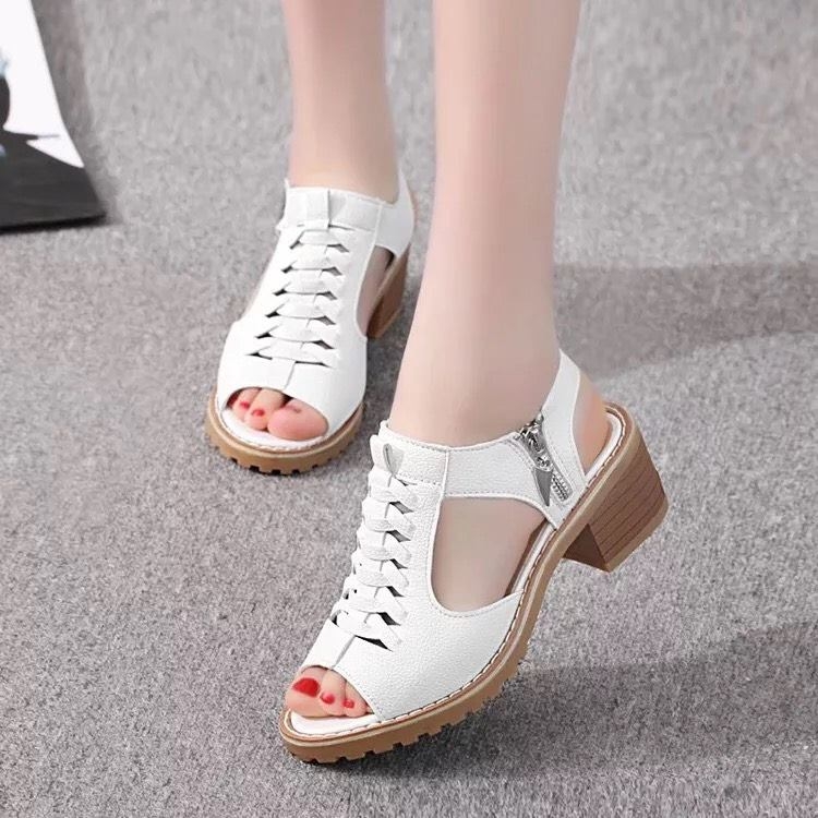 Giày dép da cao gót nữ đế cao 5cm ,da mềm dáng xinh