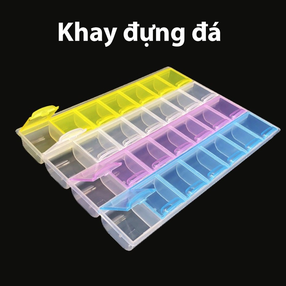 ✚✐◑ (KHO SỈ) Khay đựng đá có nắp hộp đựng làm tranh đính đá dụng cụ làm tranh đá
