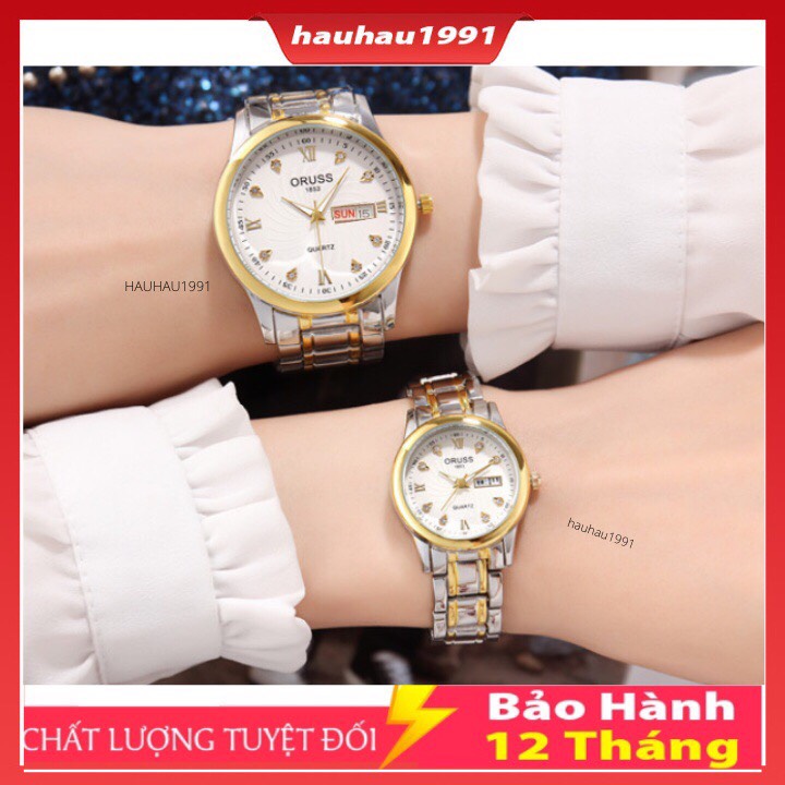 Đồng hồ đôi nam nữ oruss chính hãng 2 lịch khung thép không gỉ phù hợp mọi lứa tuổi,đồng hồ cặp nam nữ