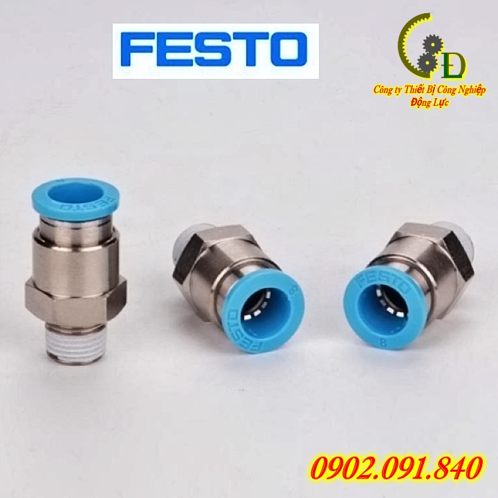 Khớp nối nhanh ren ngoài khí nén festo Đức, Đầu cút nối nhanh bằng đồng ống hơi phi 4/6/8/10/12