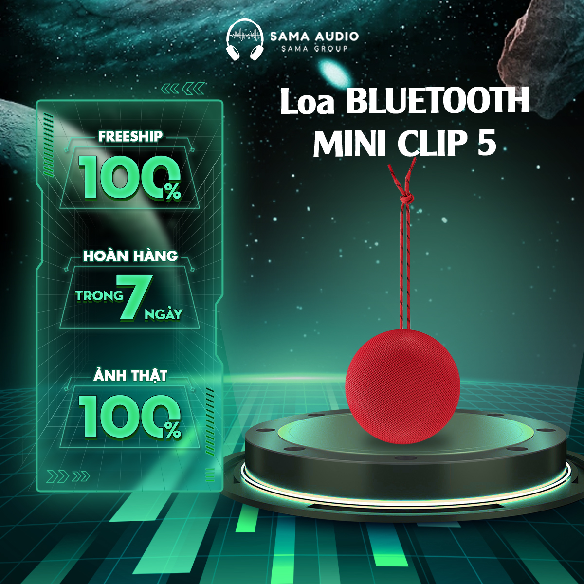 Loa Bluetooth Không Dây Mini Xách Tay Clip 5 - Có Dây Treo Tiện Dụng