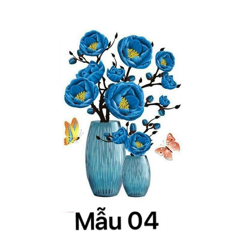Decal 3D Bình hoa tranh nổi trang trí tết 2022 (12 mẫu)-Bình Hoa 04