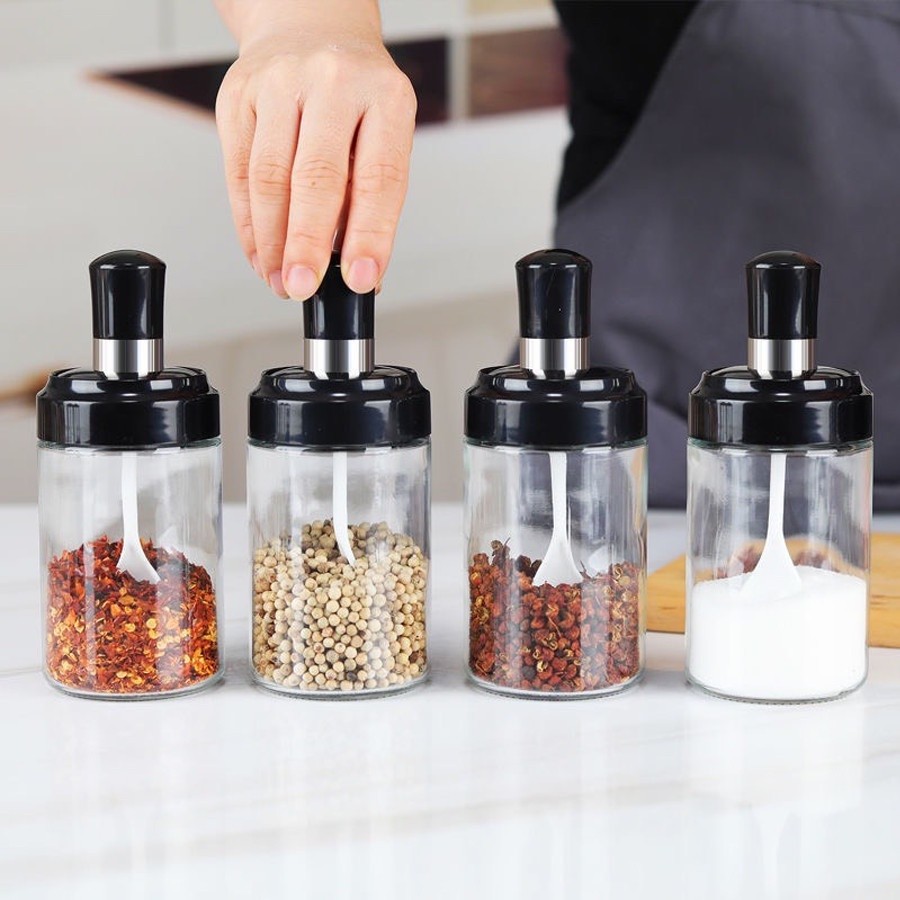 Hũ Đựng Gia Vị Thủy Tinh Có Kèm Thìa Rất Tiện Lợi Và Sang Trọng