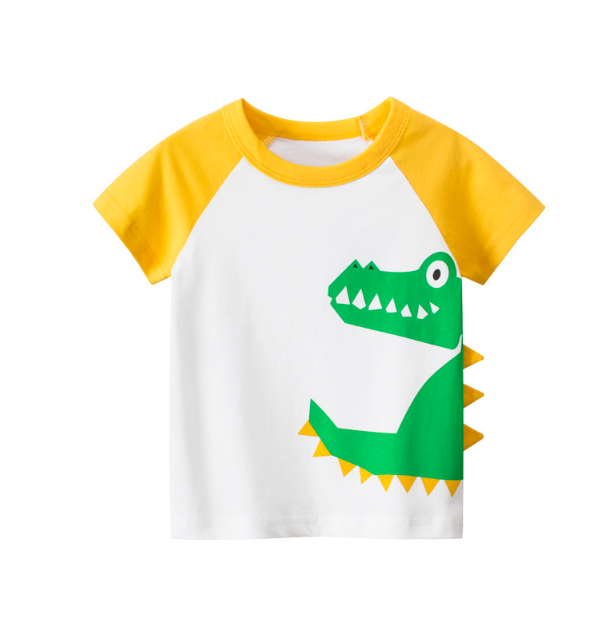 [ VIDEO ] E412 Áo thun bé trai 27KIDS chất liệu 100% cotton in hình KHỦNG LONG 3D NEW 2020 (GREEN) cho bé từ 10-33kg (2 tuổi -10 tuổi ) an toàn mềm mịn thích hợp cho bé đi học đi chơi