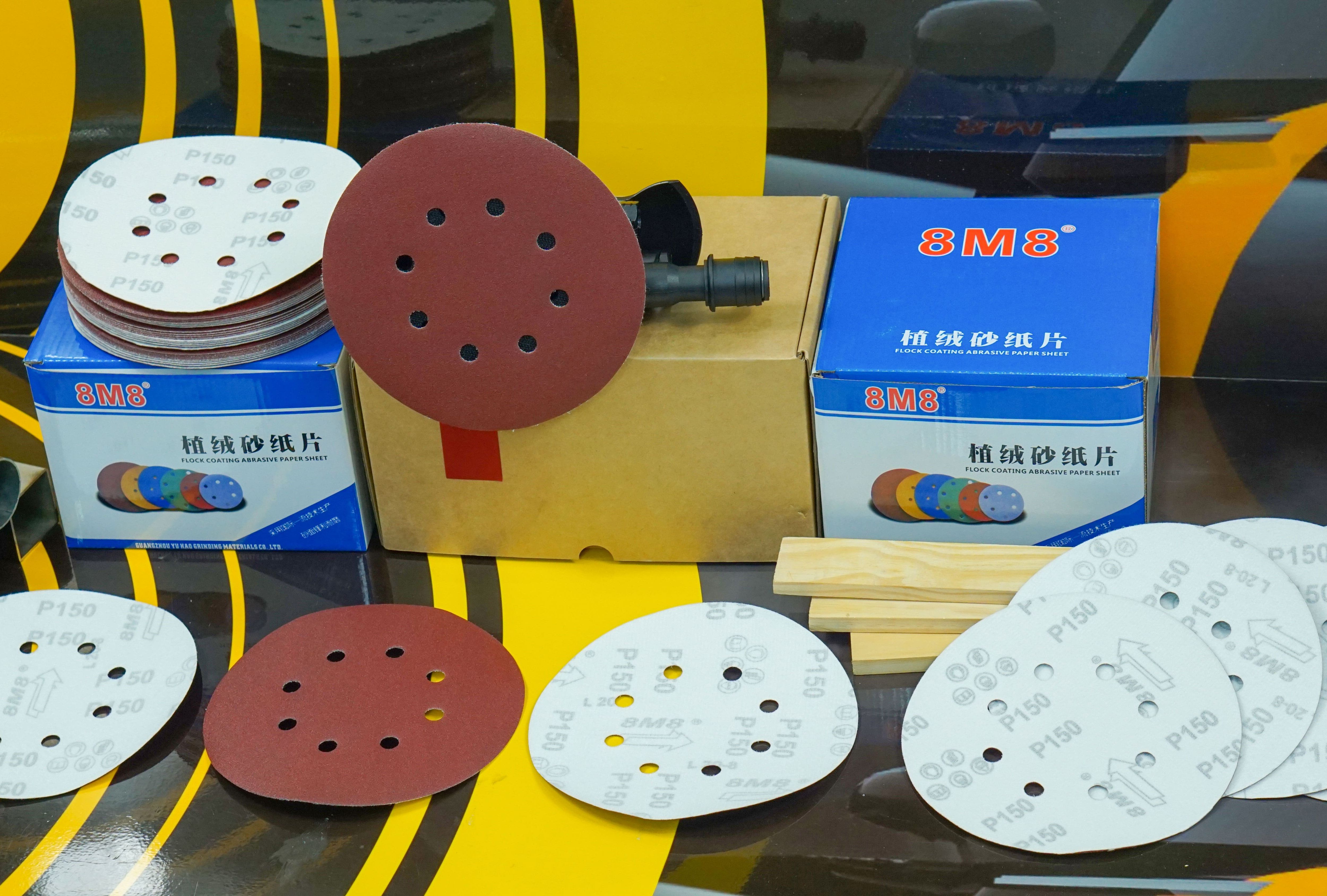 Bộ 100 tờ nhám dĩa tròn 8m8 đế lông 180mm