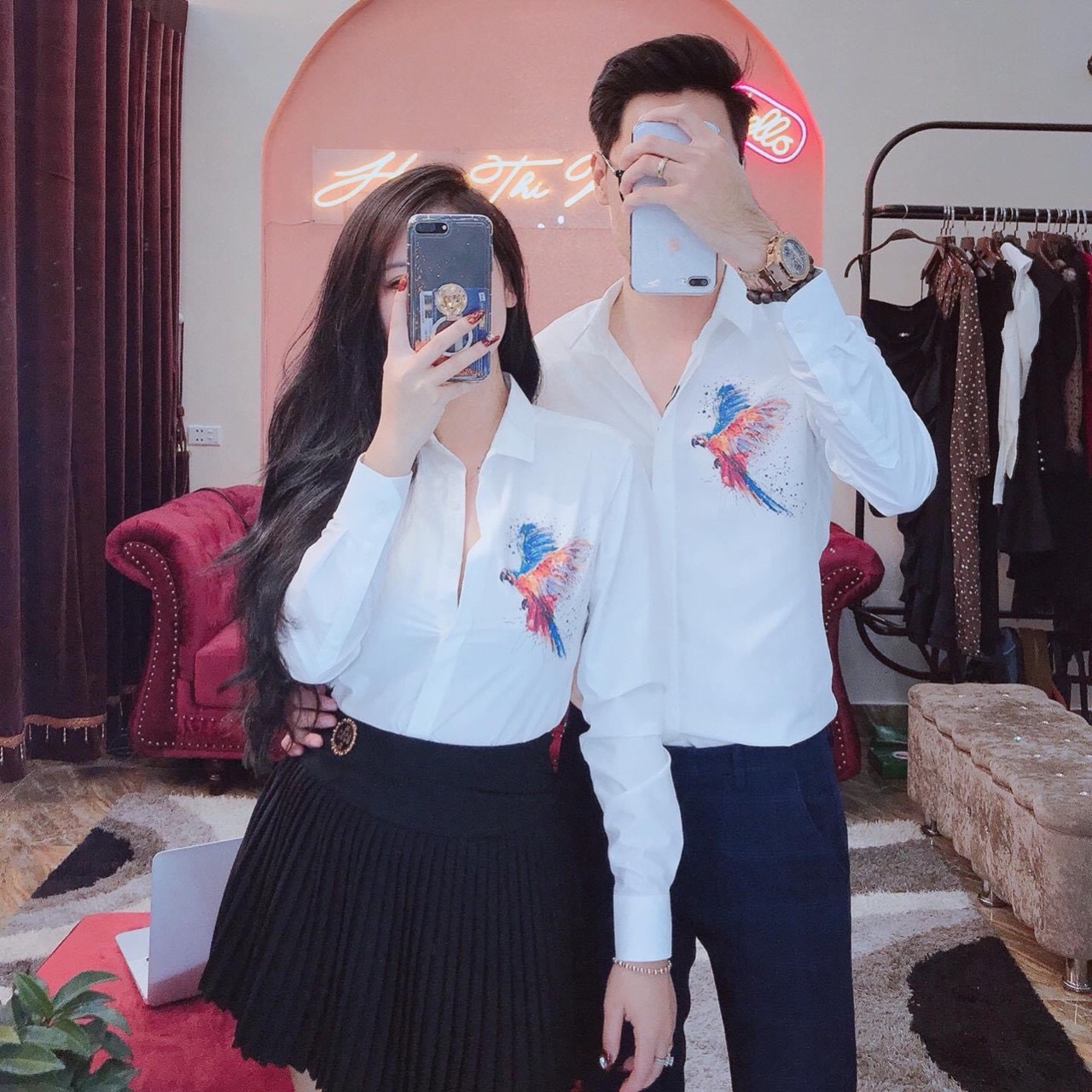 Sơ mi nam nữ in 3D phom Hàn Quốc siêu đẹp