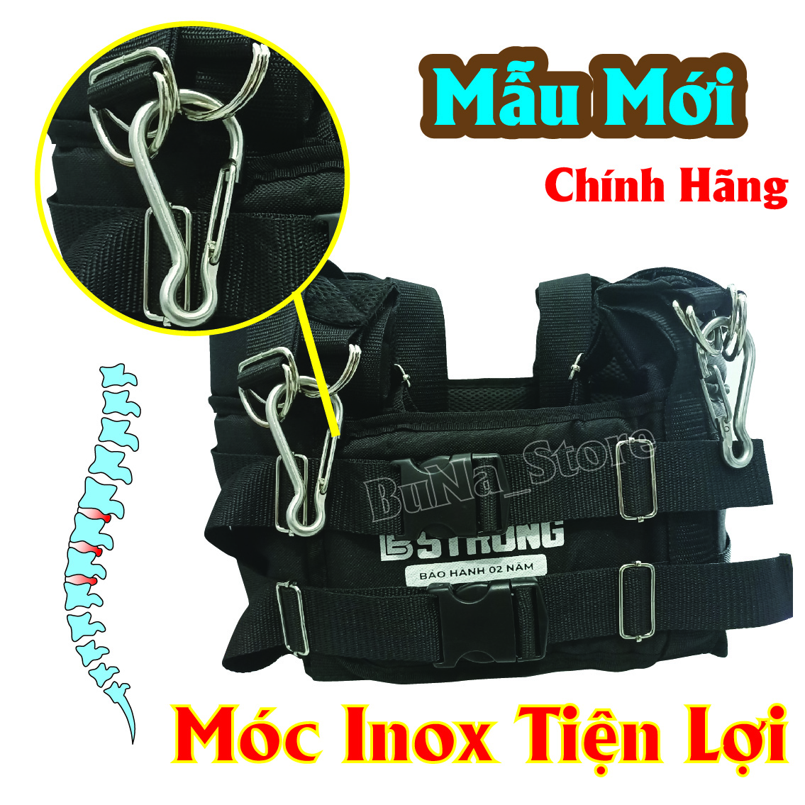 Đai Kéo Giãn Cột Sống, Thoát Vị Đĩa Đệm - Đai Móc - BeStrong New