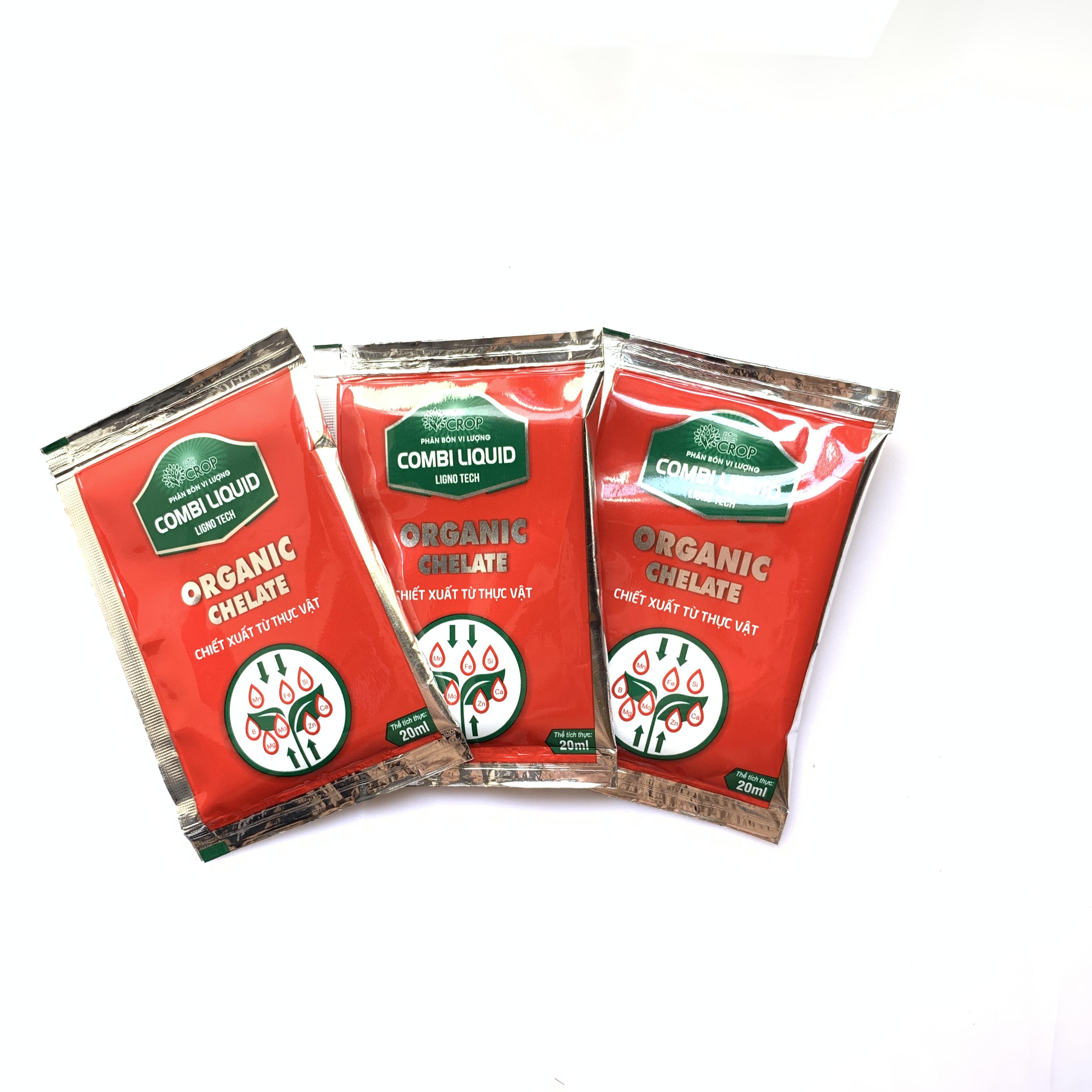 Combo 3 gói Phân bón vi lượng Combi Liquid Organic Chelate chiết xuất từ thực vật gói 20ml. phan bon vi luong tu thuc vat