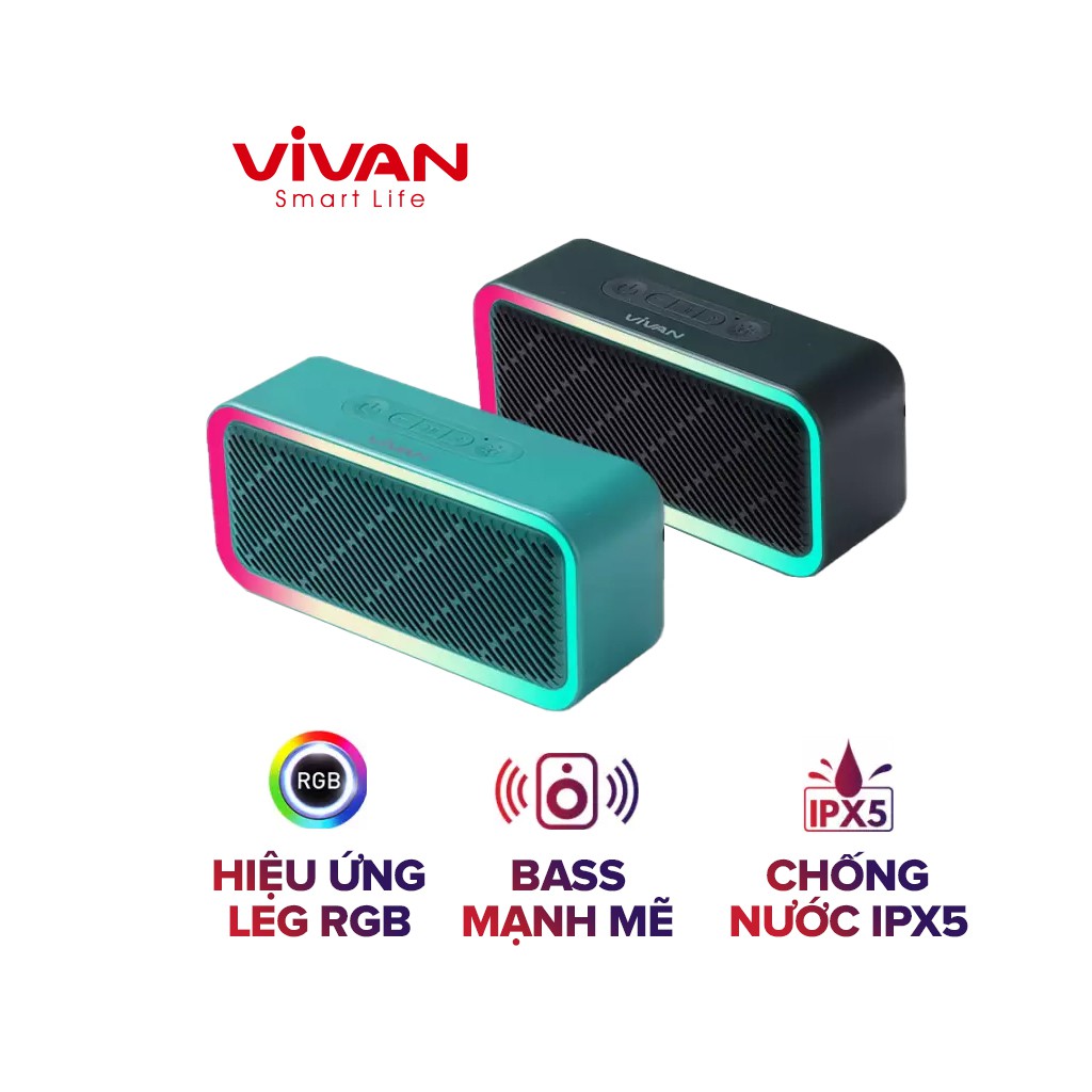 Loa bluetooth vivan vs6 công suất 5w - đèn led rgb - kháng nước ipx5