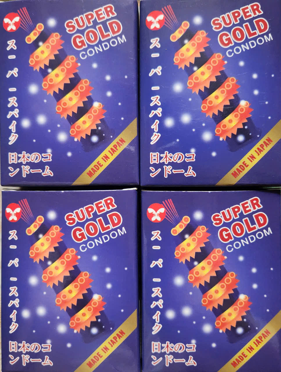 BỘ 4 BAO CAO SU GAI RÂU SUPER GOLD CAO CẤP