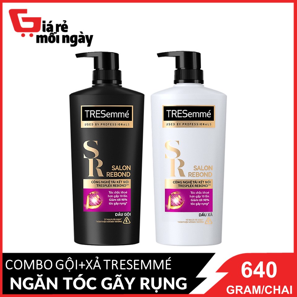 COMBO Gội xả Tresemme Salon Rebond Ngăn tóc gãy rụng (Đen) 640/(Trắng) 620g