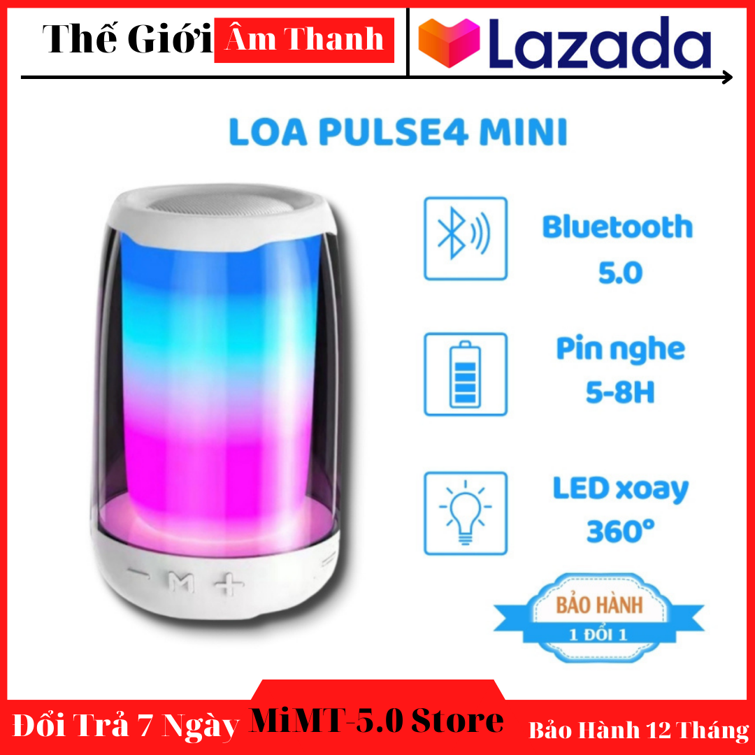 Loa Bluetooth Di động Plus4 Mini_Loa Bluetooth không dây Pluse 4 Mini_kết nối máy tính có đèn led bluetooth 5.0 Loa pluse 4 mini hình trụ Led nháy theo nhạc