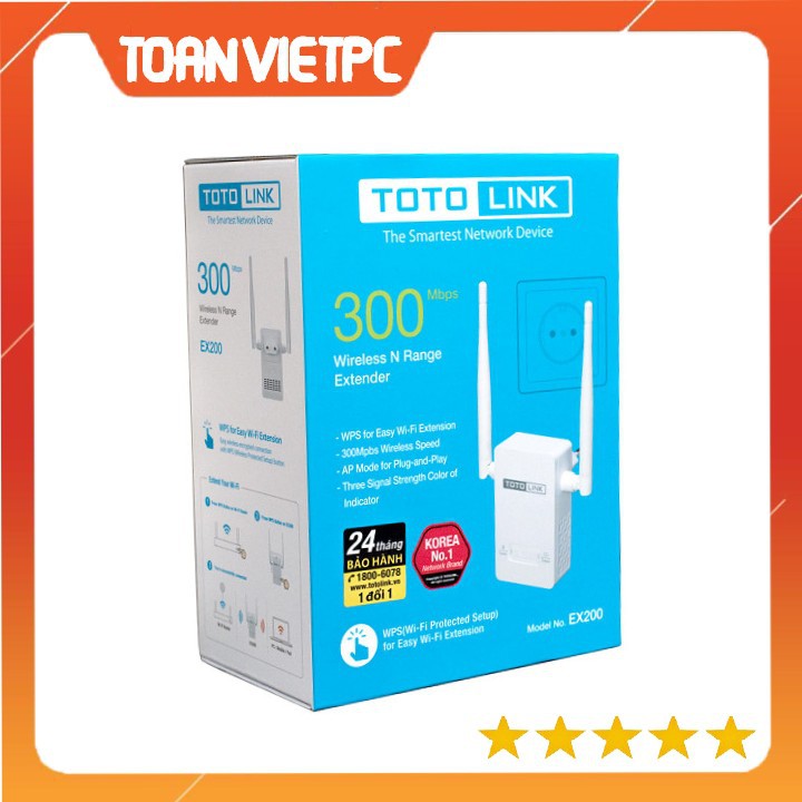 Thiết bị tăng cường sóng wifi Totolink EX200 TOANVIETPC Kích sóng totolink ex200 - EX200