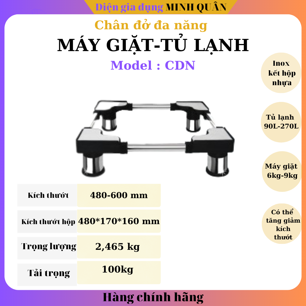 Chân đỡ máy giặt, tủ lạnh đa năng chánh phát cdn, máy giặt từ 6- 9kg, tủ lạnh từ 90lít – 290lít hàng công ty