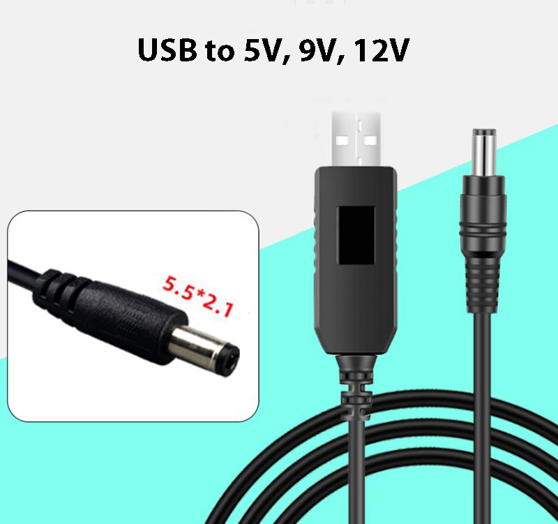 Dây cáp cấp nguồn wifi, chuyển đổi 5v usb sang 12v