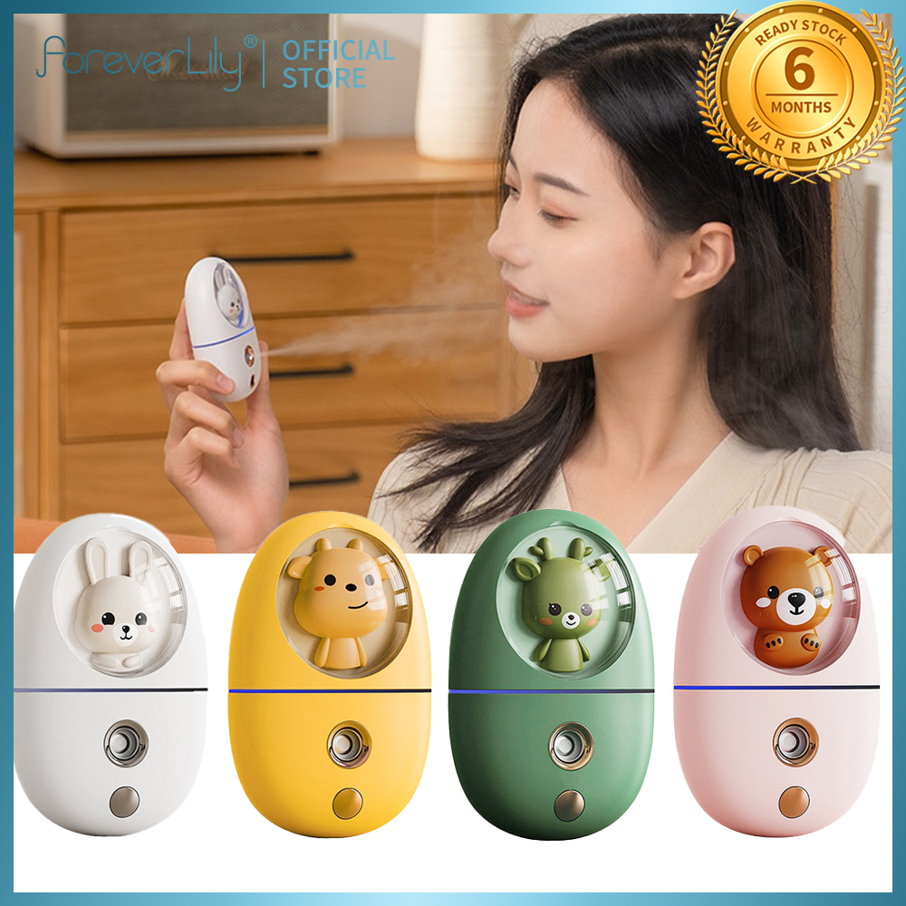 Foreverlily máy phun sương nano máy xông mặt mini 35ml máy xông hơi mặt usb làm sạch lỗ chân lông da hình động vật dễ thương máy xông mặt công nghệ nano
